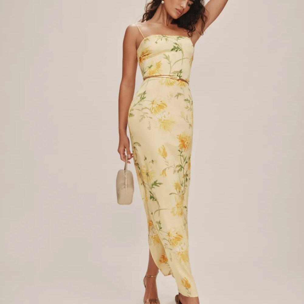 Reformation Frankie Silk Dress (Honeyglow) Size 10